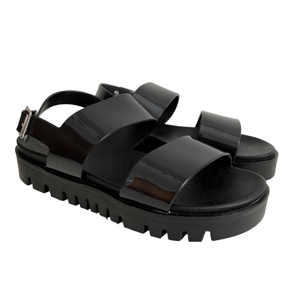ASOS Chunky Lug Sole Platform Strappy Sandals Black size 8